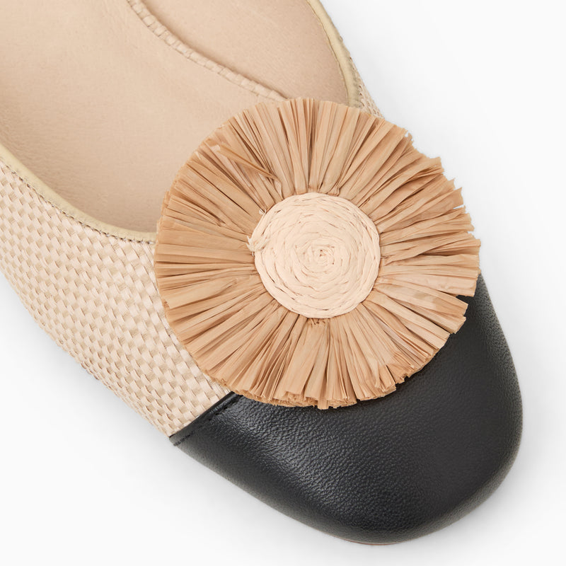 Tinsley Leather & Raffia Cap Toe Flat Mule