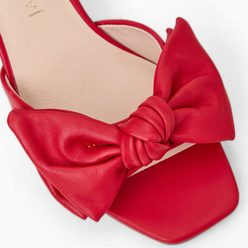 Eloise Bow Leather Slingback Mid Heel
