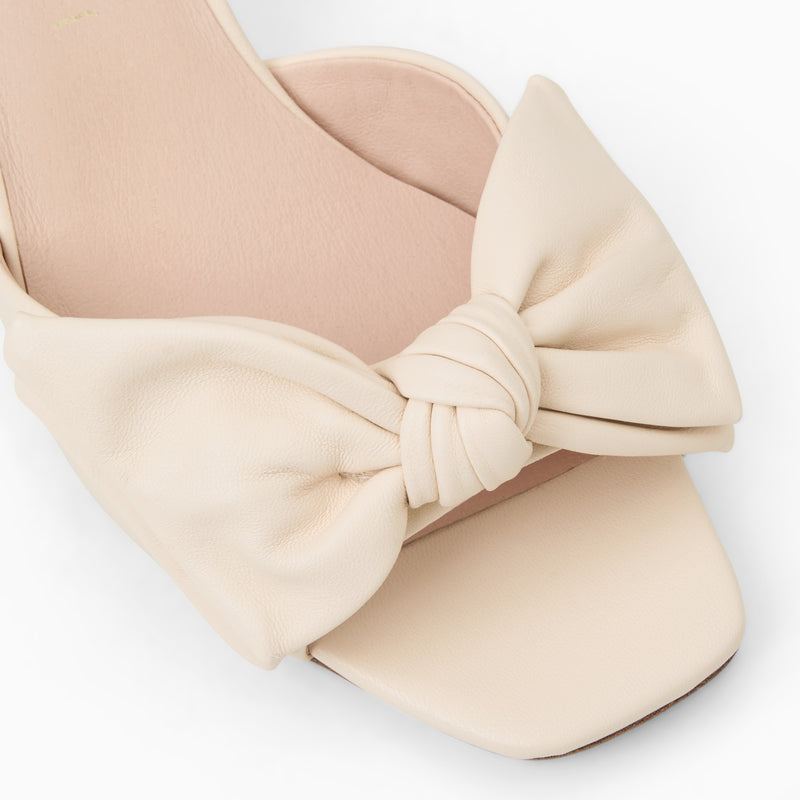 Eloise Bow Leather Slingback Mid Heel