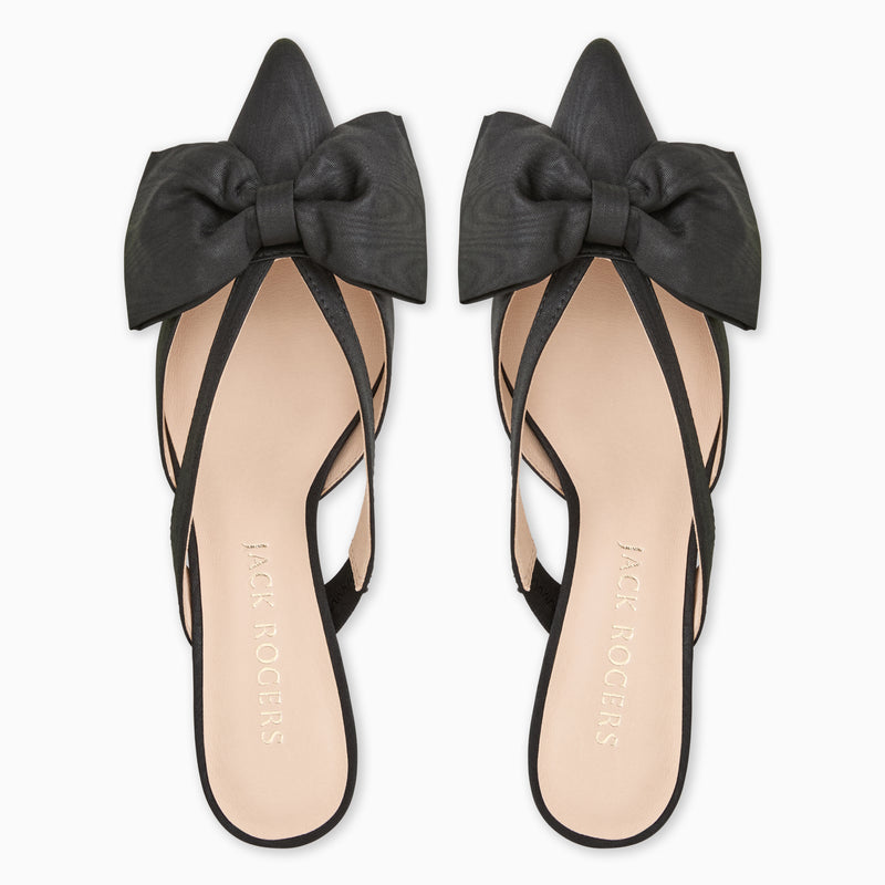 Cynthia Bow Fabric Kitten Heel Mule