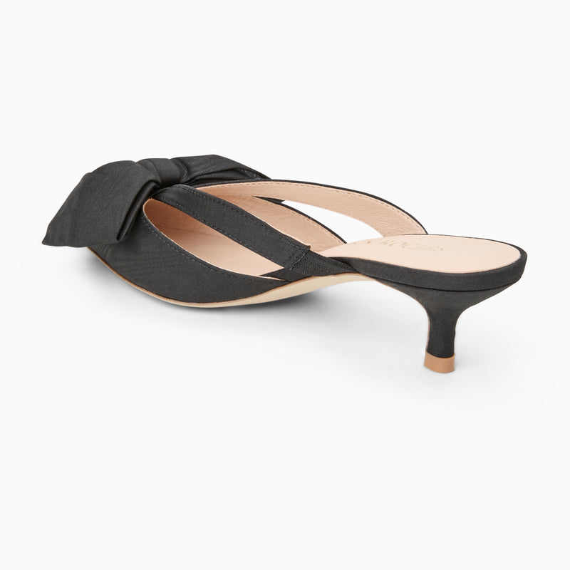 Cynthia Bow Fabric Kitten Heel Mule