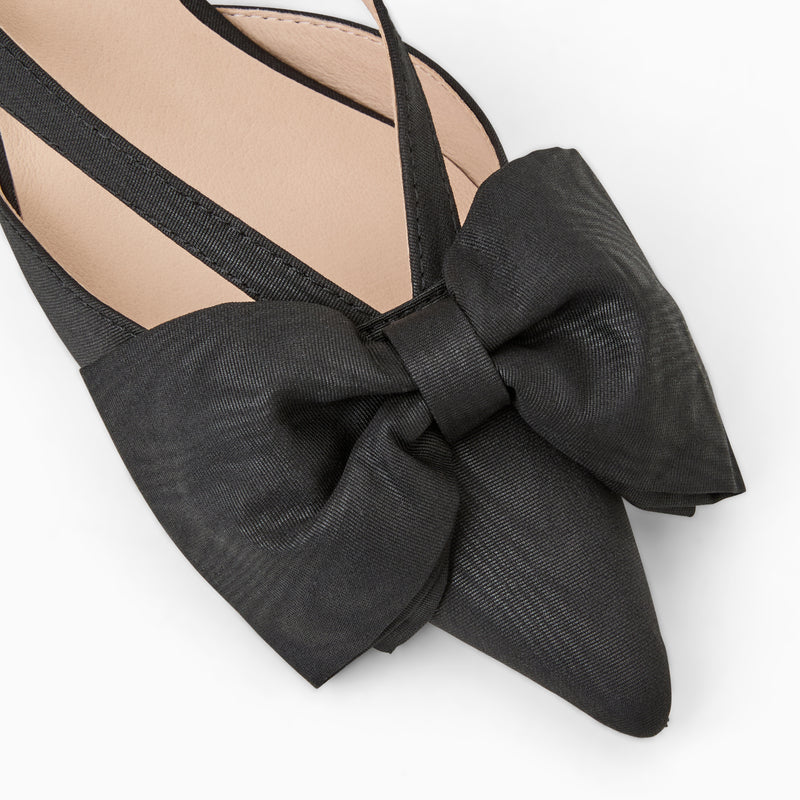 Cynthia Bow Fabric Kitten Heel Mule