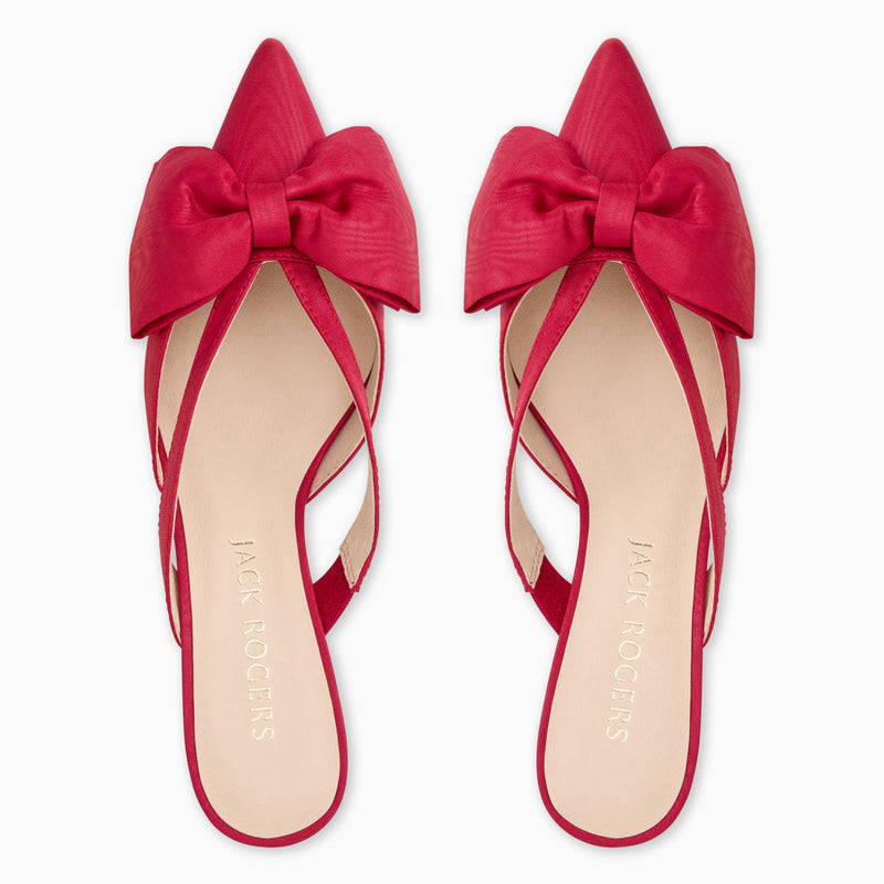 Cynthia Bow Fabric Kitten Heel Mule
