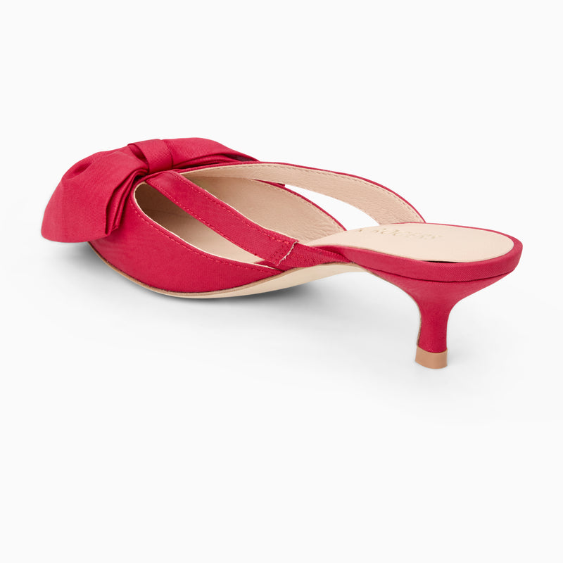 Cynthia Bow Fabric Kitten Heel Mule