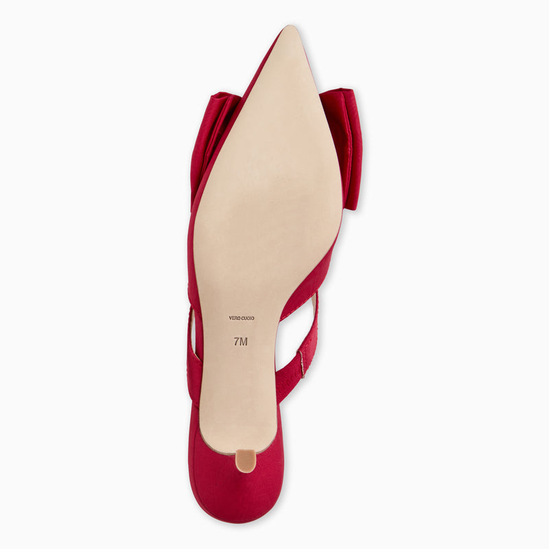 Cynthia Bow Fabric Kitten Heel Mule