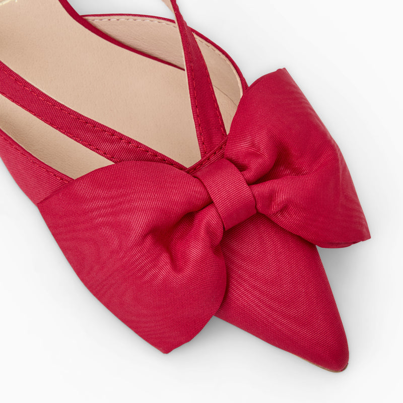 Cynthia Bow Fabric Kitten Heel Mule