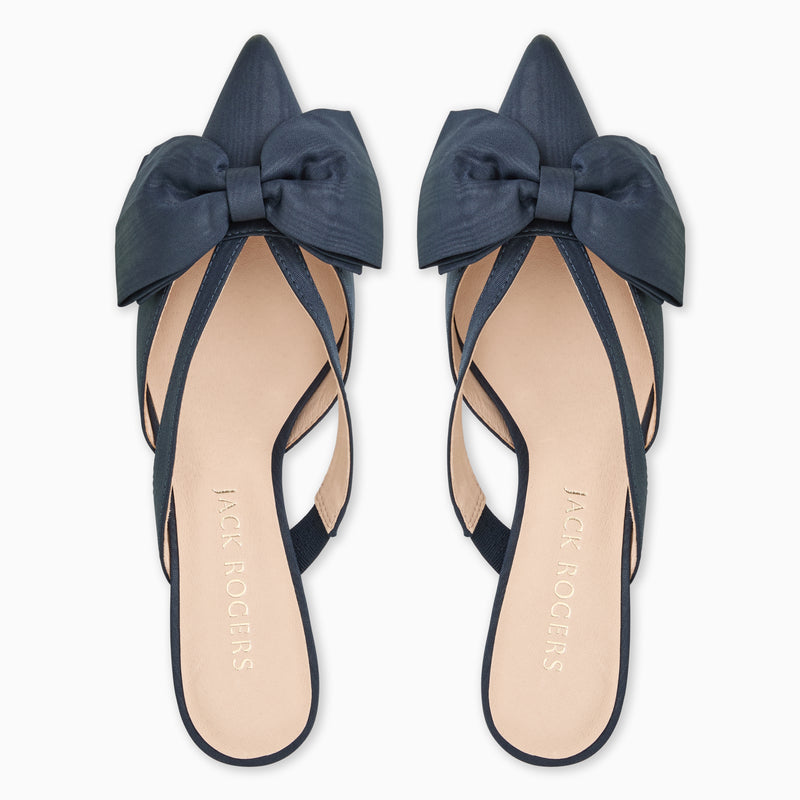 Cynthia Bow Fabric Kitten Heel Mule