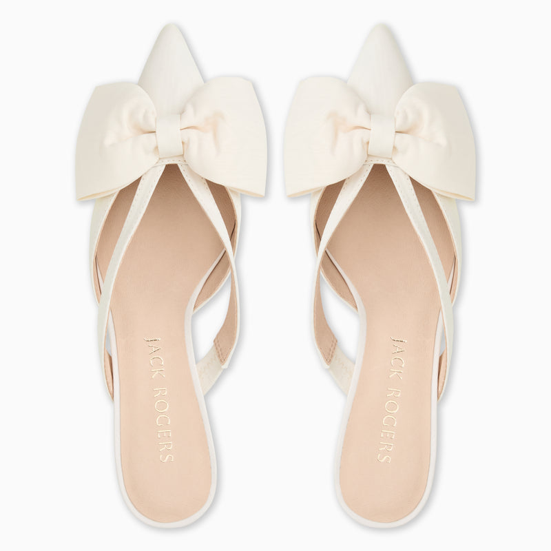 Cynthia Bow Fabric Kitten Heel Mule