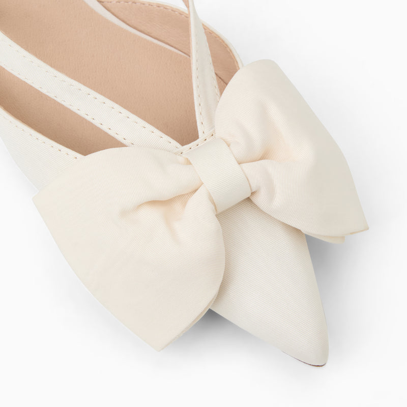 Cynthia Bow Fabric Kitten Heel Mule