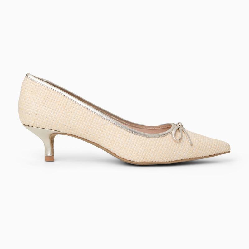 Pammi Raffia Kitten Heel Pump