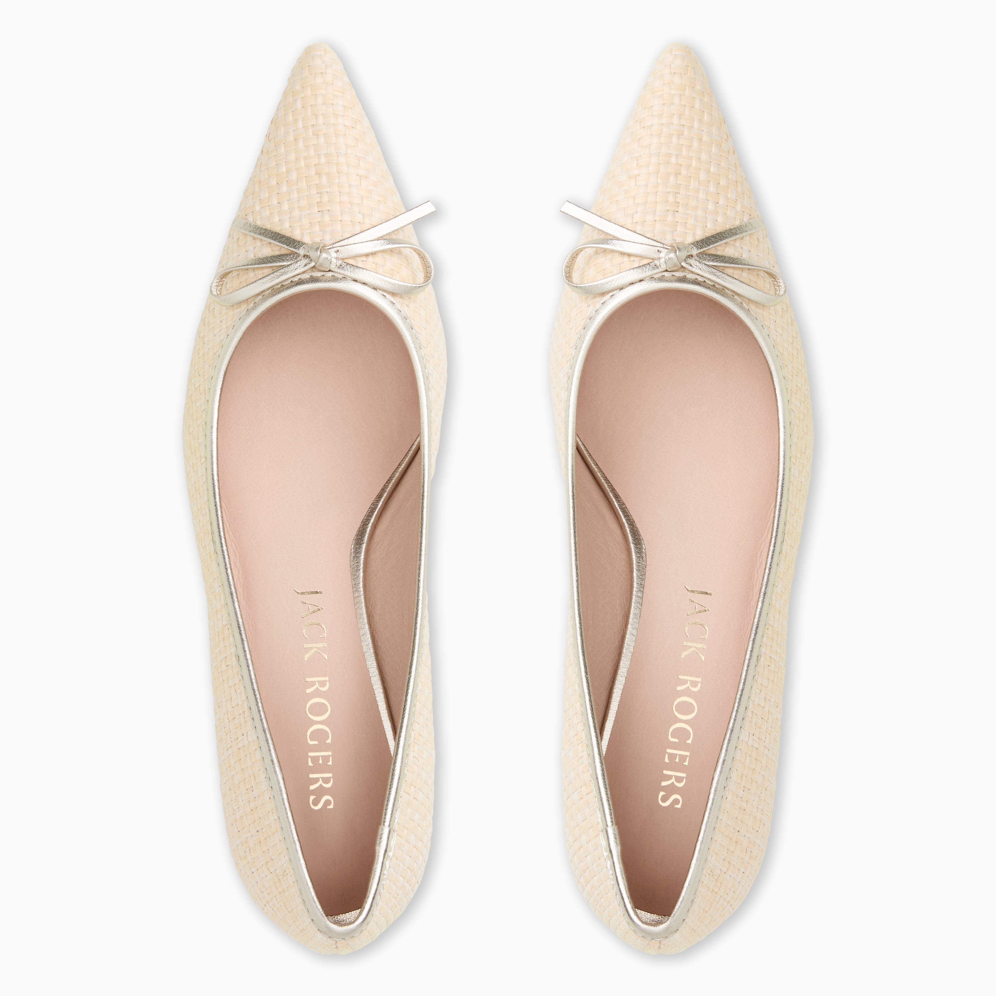 Jack Rogers Pammi Pump | Raffia/Metallic Nappa Leather | Natural