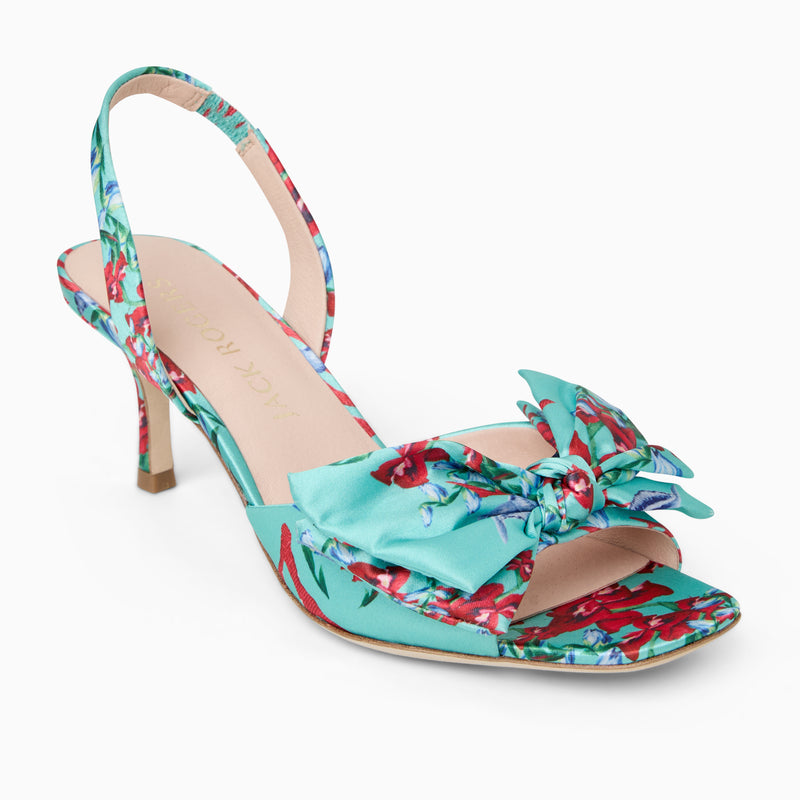 Eloise Bow Fabric Slingback Mid Heel
