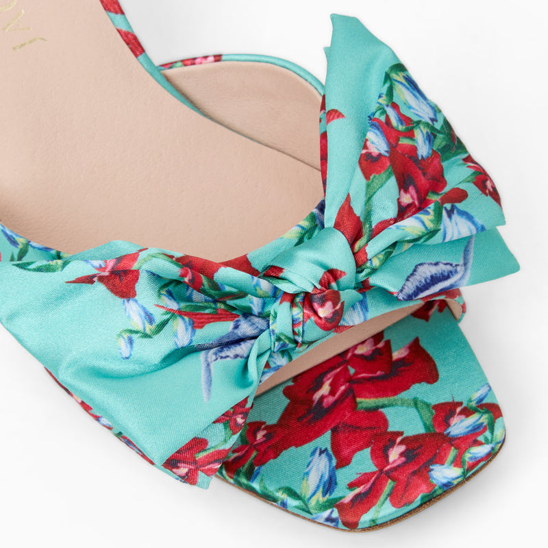 Eloise Bow Fabric Slingback Mid Heel