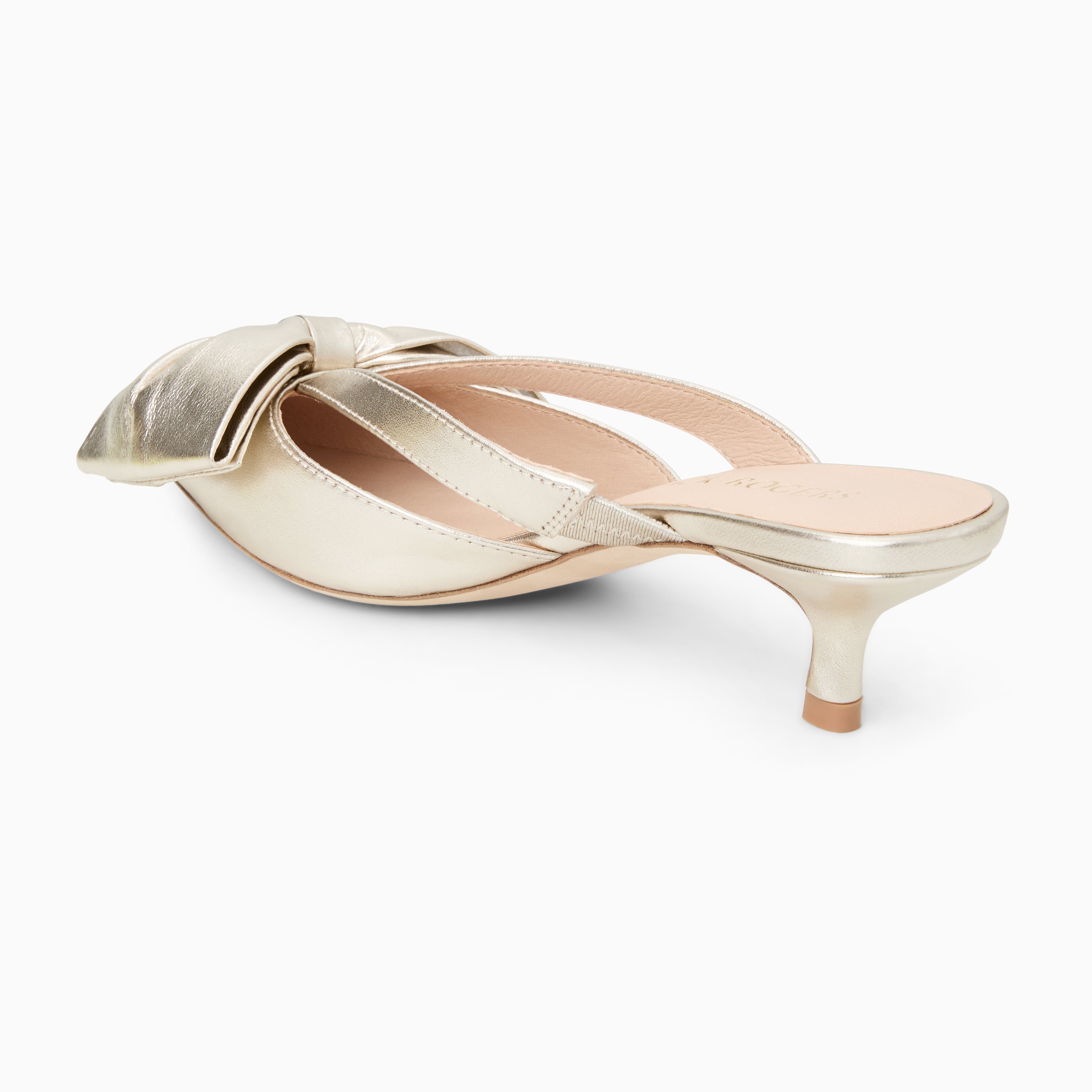 Jack Rogers Cynthia Bow Mule | Metallic Nappa | Platinum – Jack