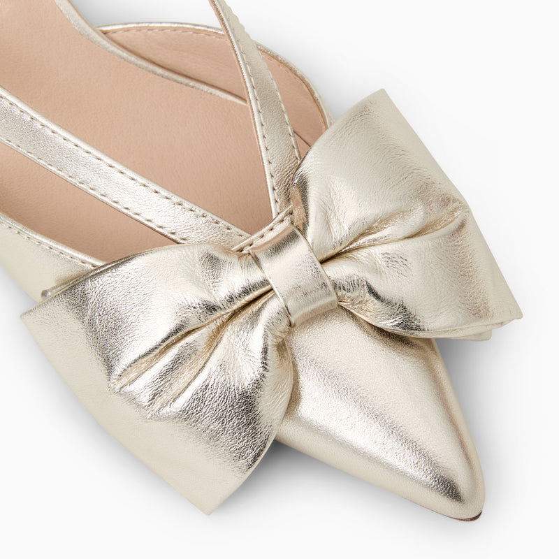 Cynthia Bow Leather Kitten Heel Mule