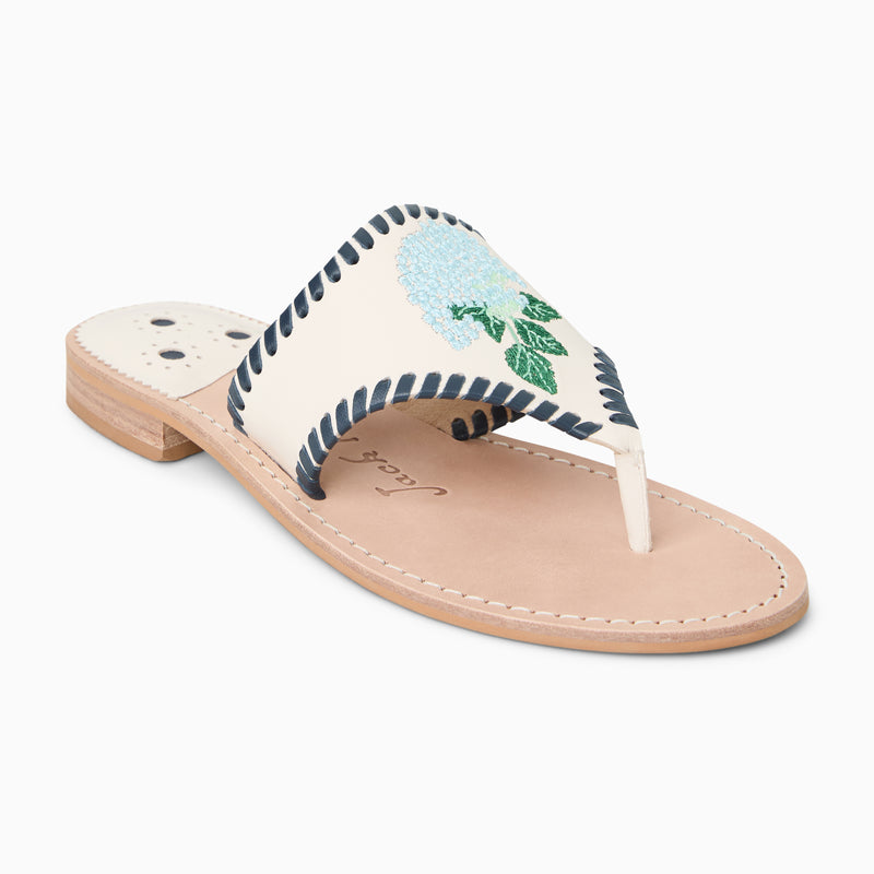 Jacks Hydrangea Leather Flat Sandal