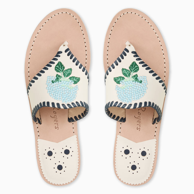 Jacks Hydrangea Leather Flat Sandal