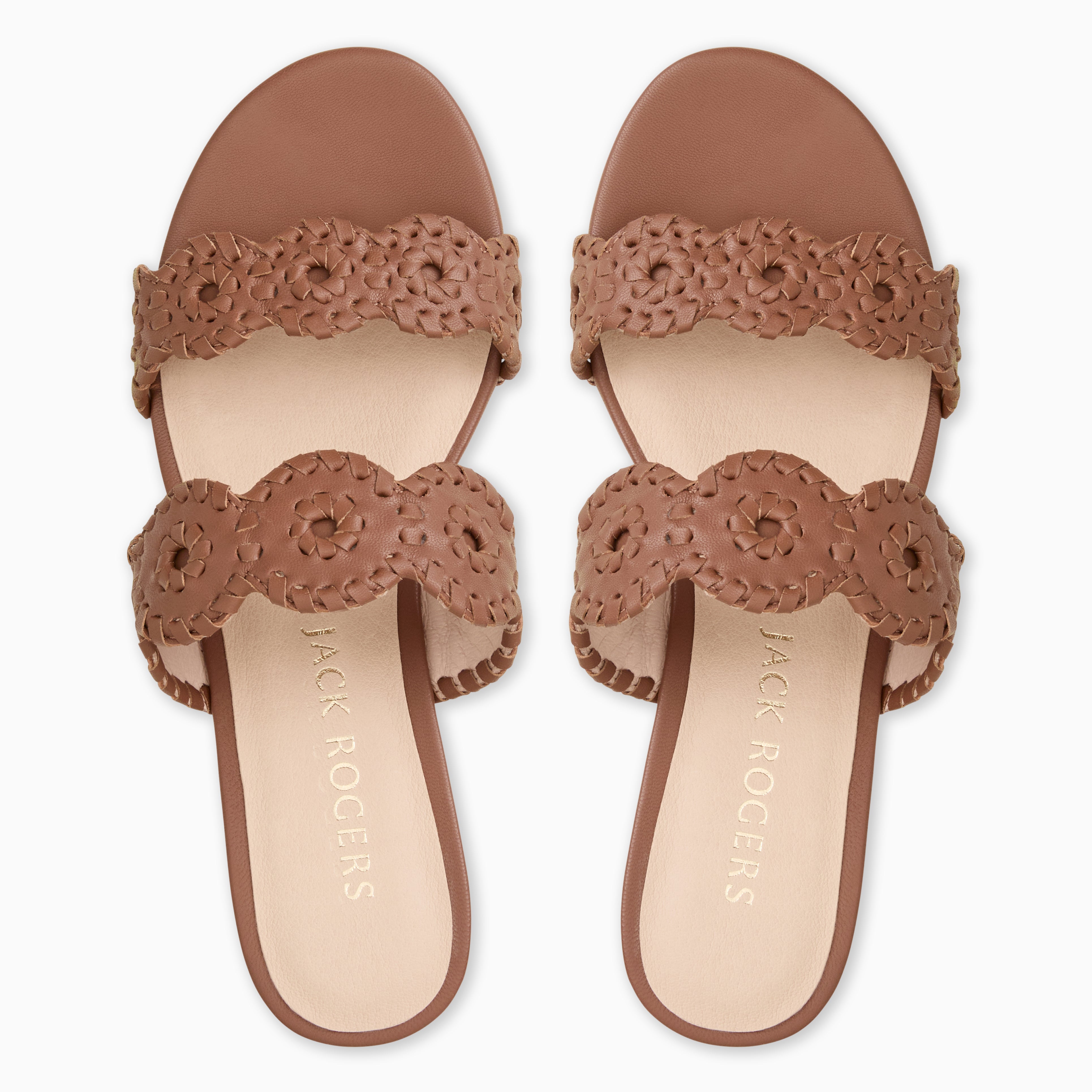Jack Rogers Laurin Mid-Wedge | Metallic Nappa Leather | Cognac