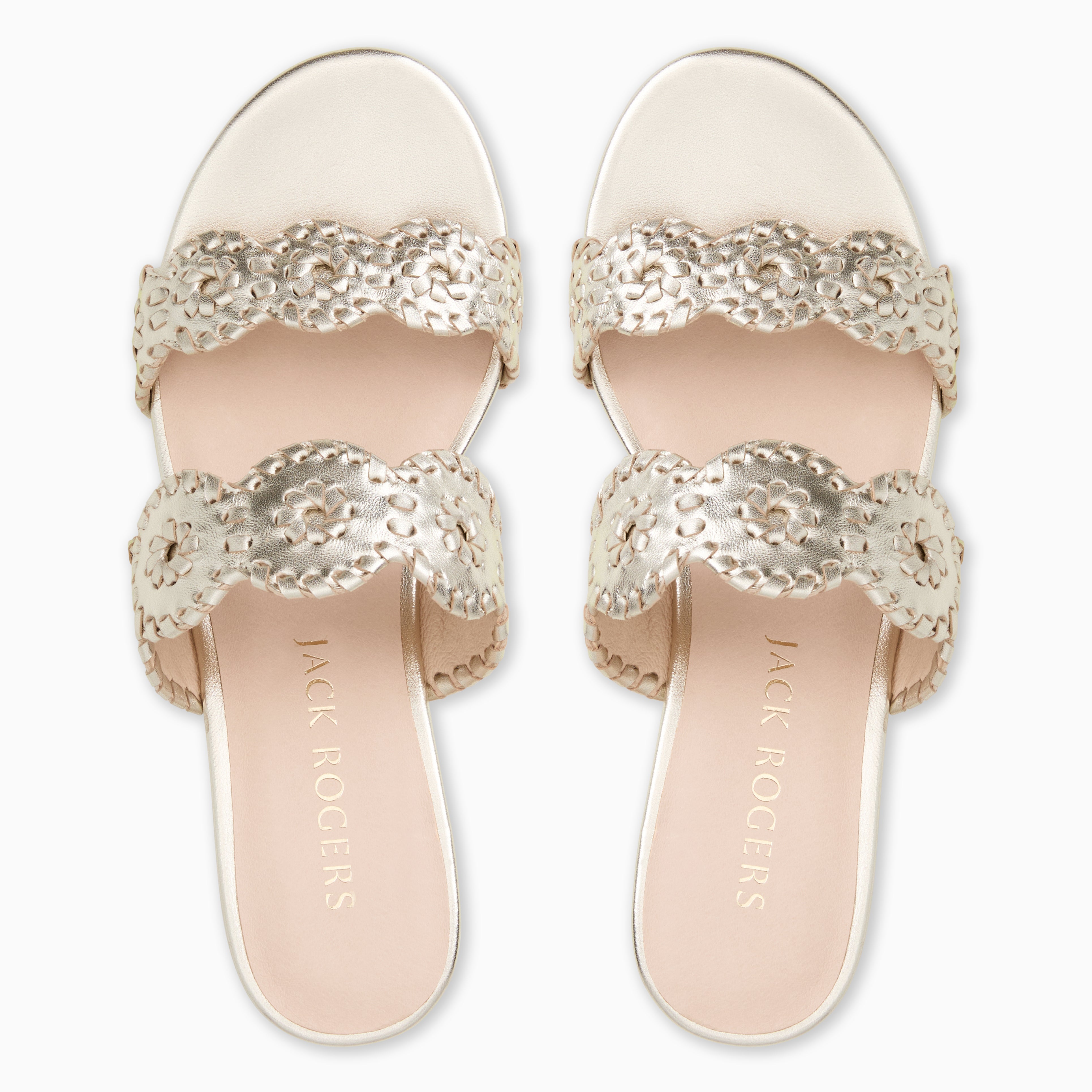 Jack Rogers Laurin Mid-Wedge | Metallic Nappa Leather | Platinum