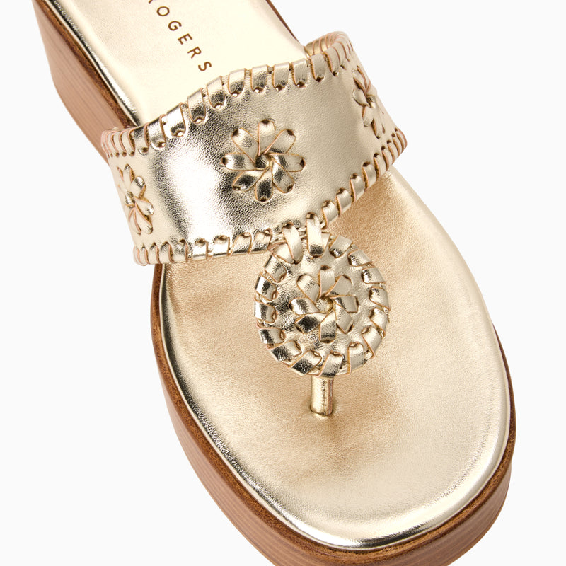 Jacks Leather Stacked Mid Wedge