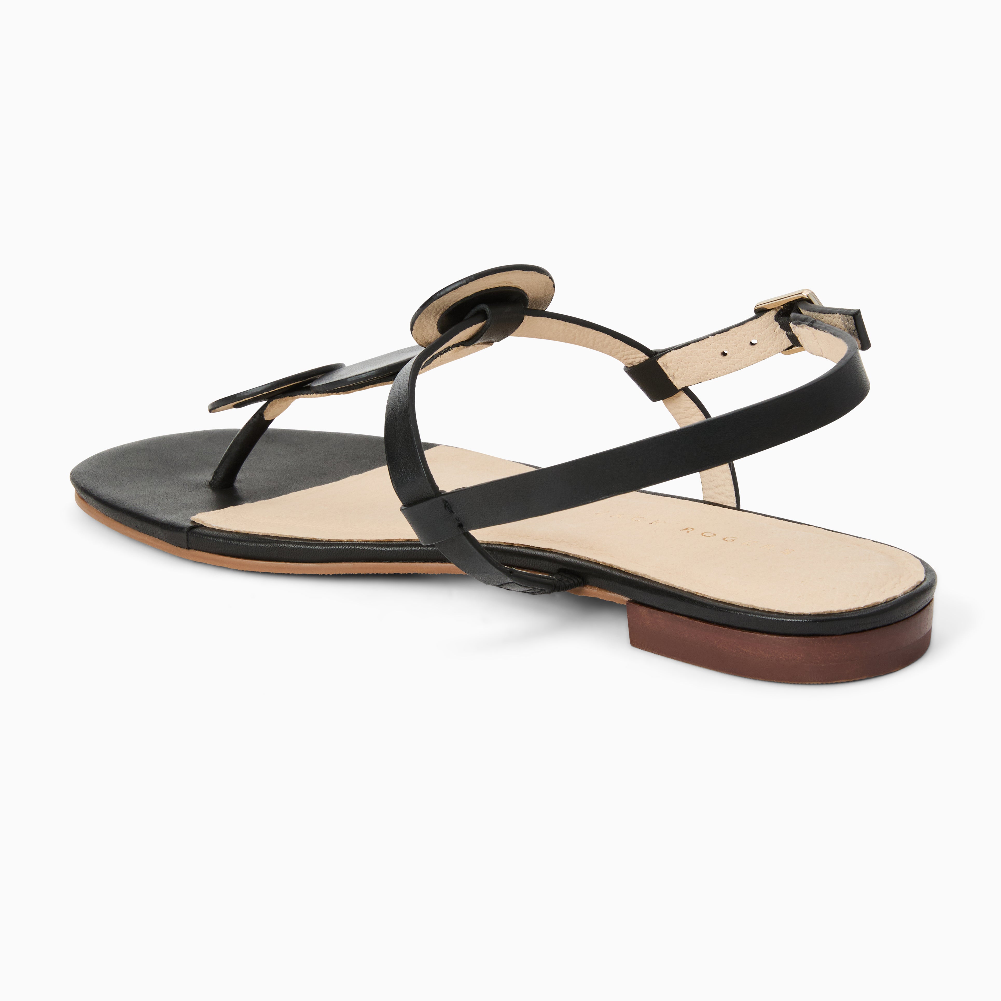 Jack Rogers Worth Flat Sandal in Black – Premium Vachetta Leather