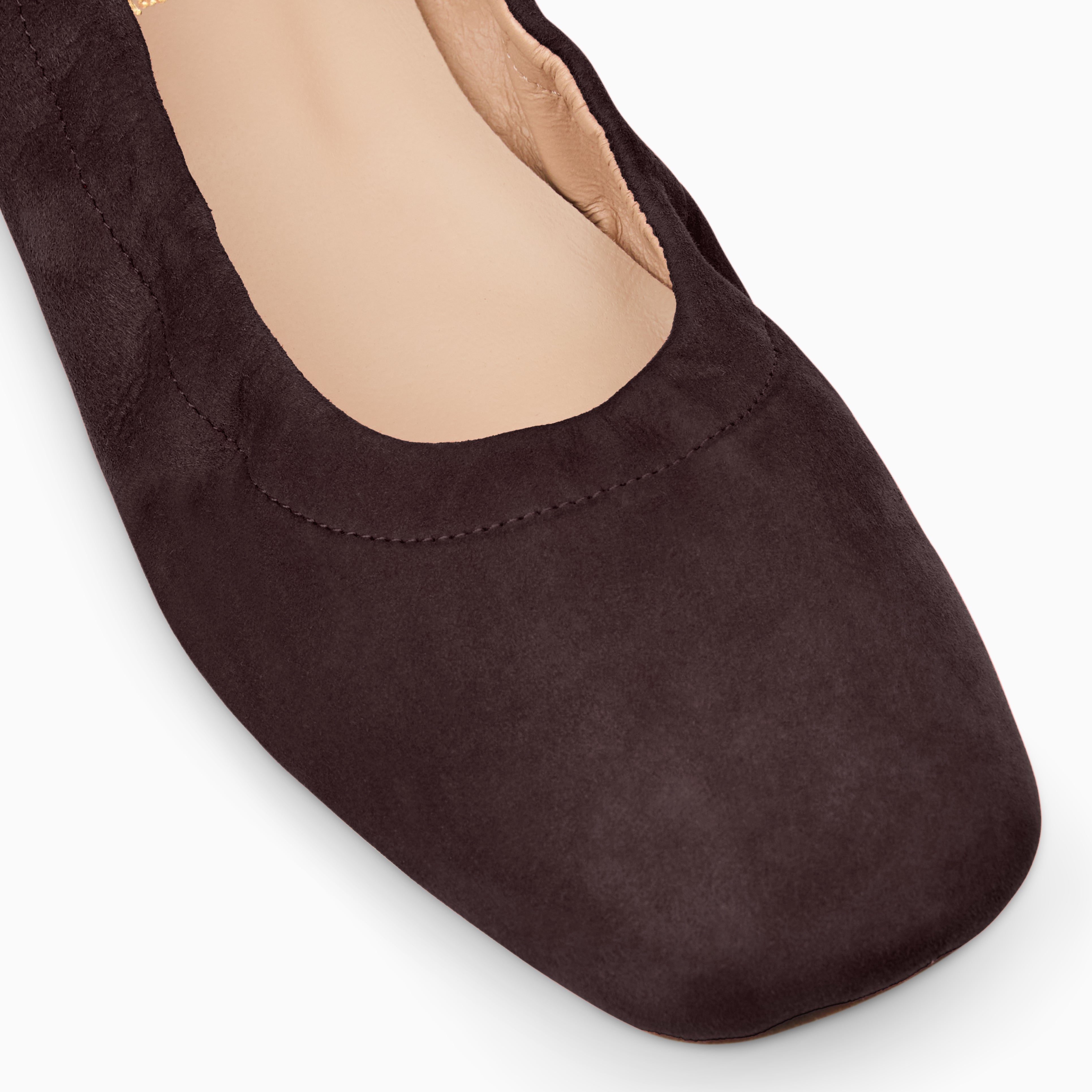 Jack Rogers Santa Maria Ballet Flat in Brown Suede – Square Toe