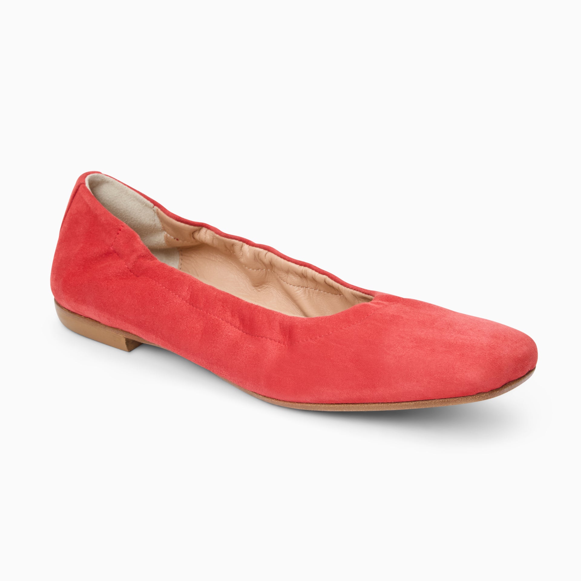Jack Rogers Santa Maria Ballet Flat in Coral Suede – Square Toe