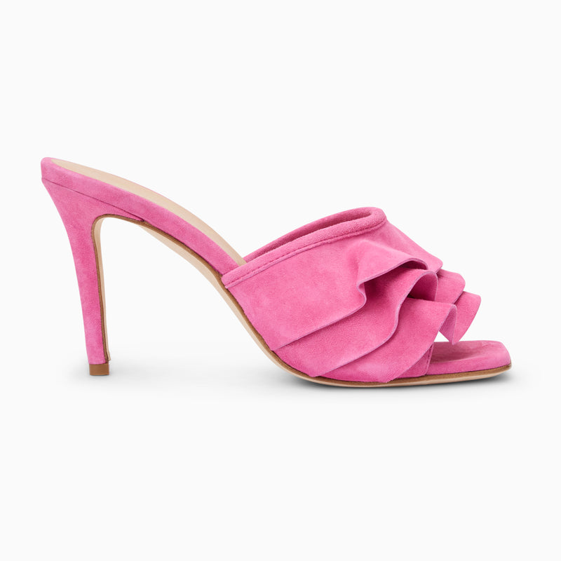 Beatrice Italian Suede Ruffle Heel