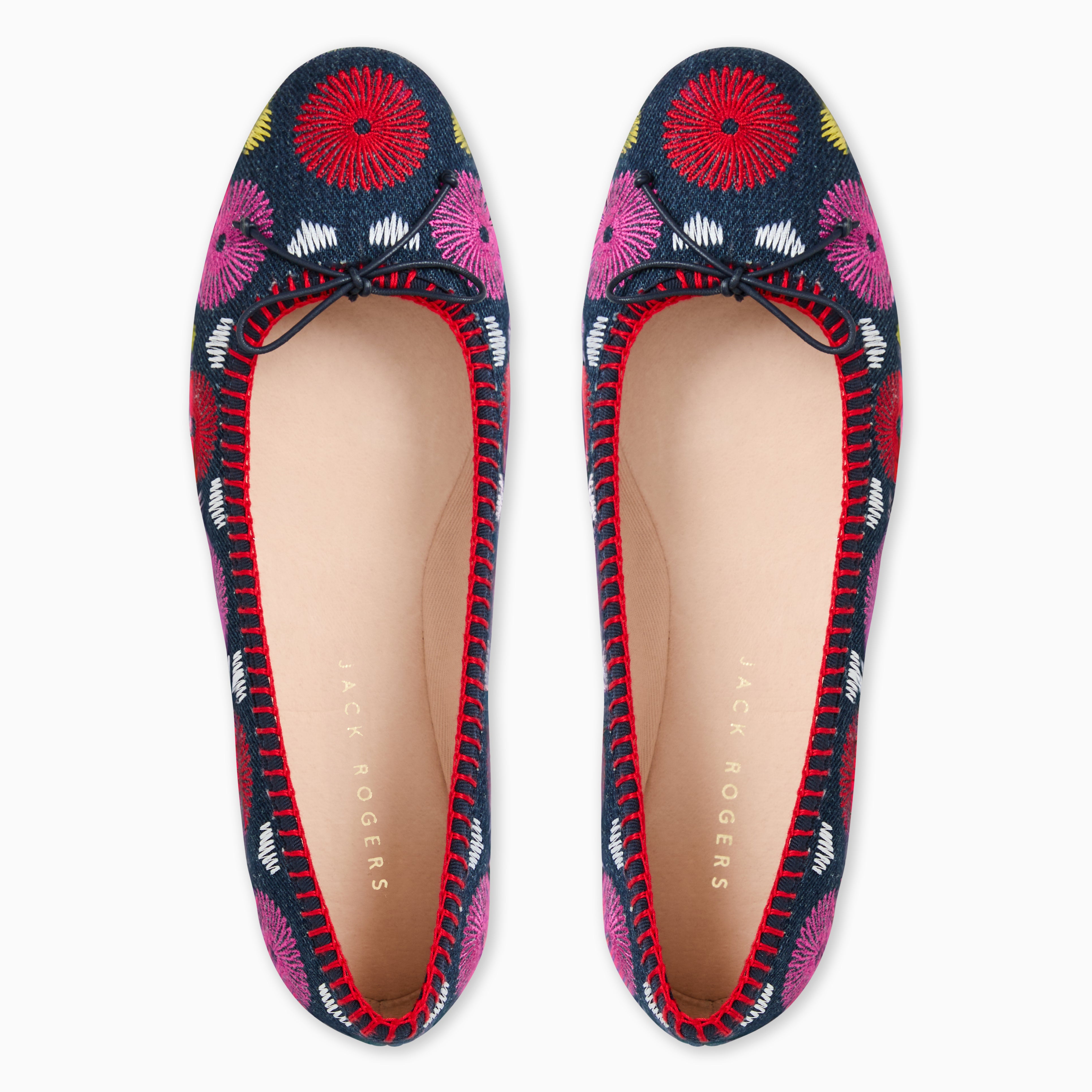 Jack Rogers Bettie Flower Ballet Flat in Denim Floral – Women's