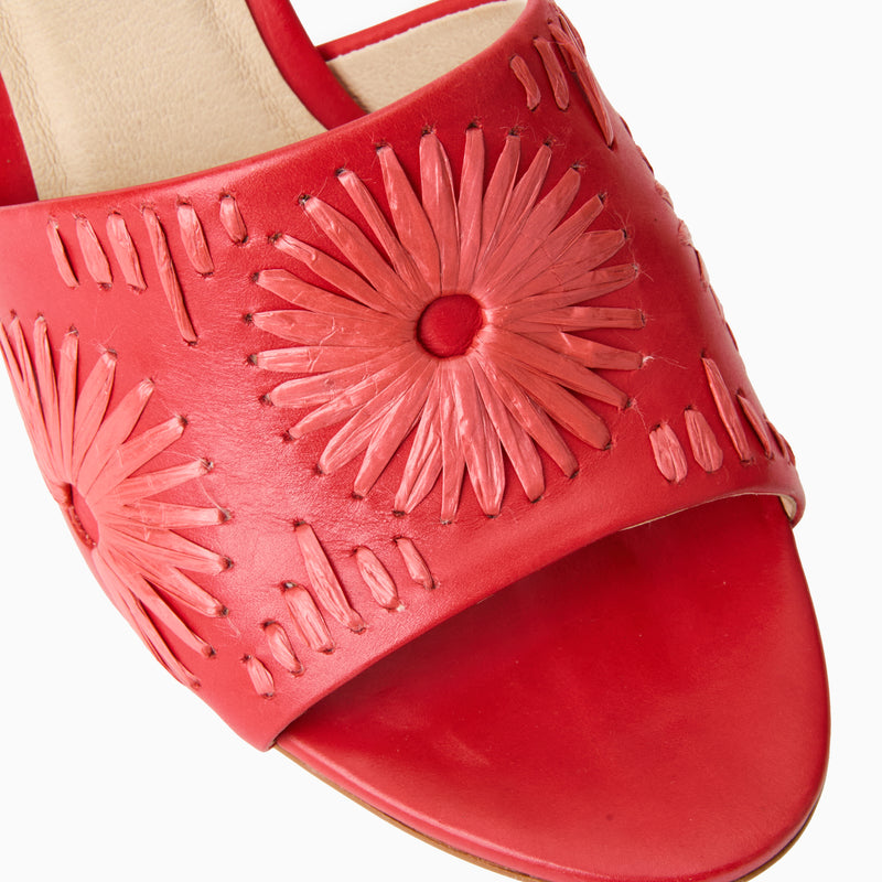 Susie Leather & Raffia Sandal Heel