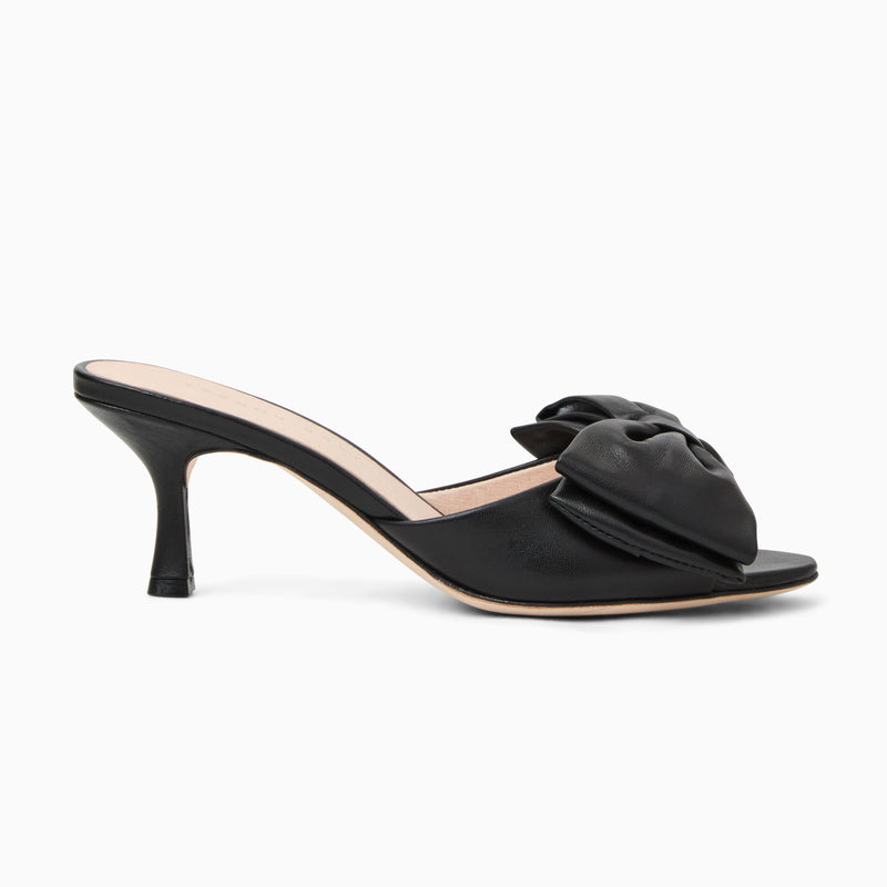 Lola Bow Leather Mid Heel