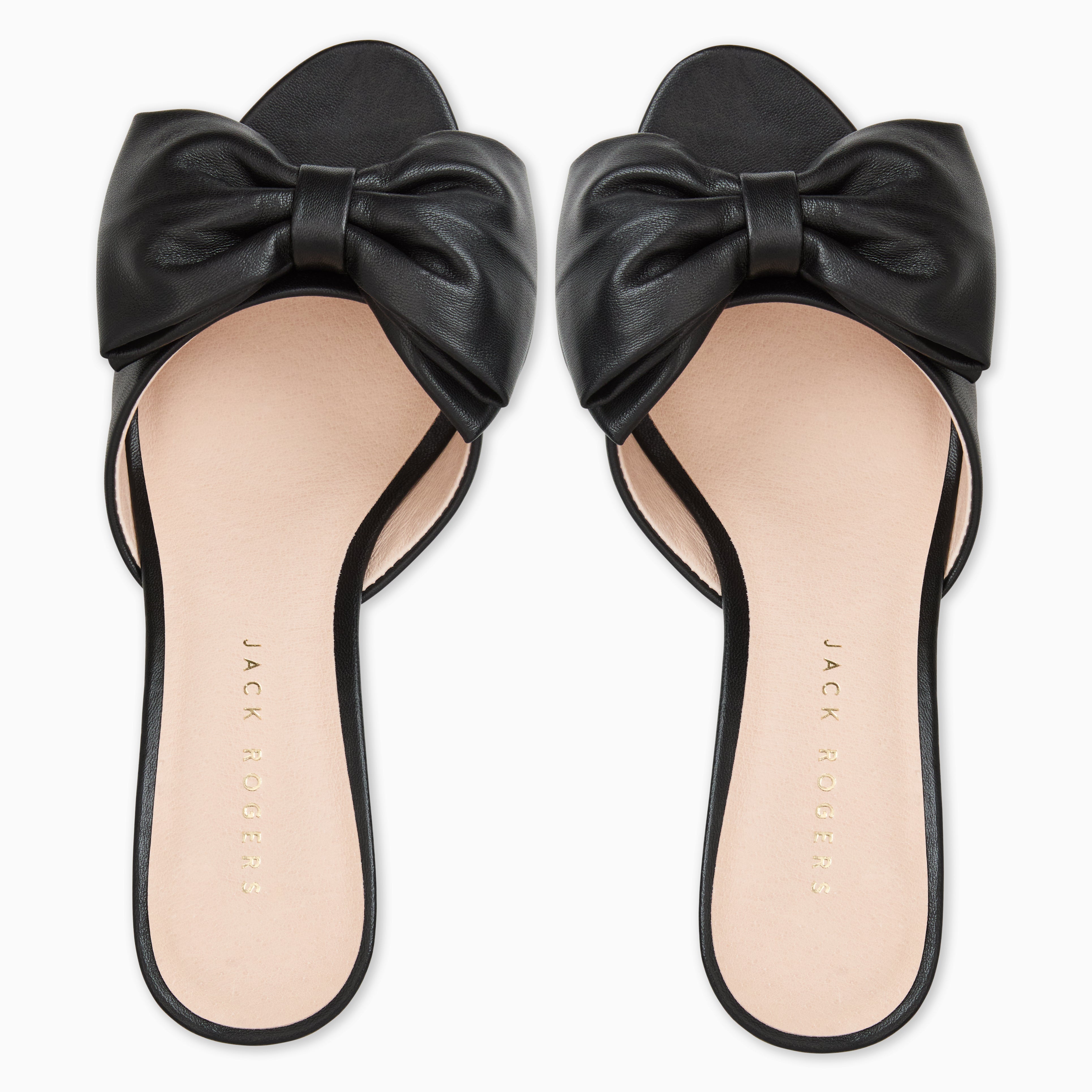 Jack Rogers Lola Bow Sandal in Black – Nappa Leather Heeled