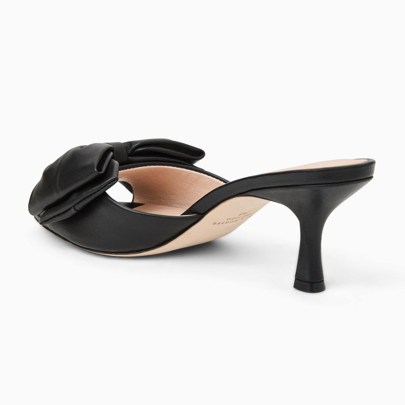Lola Bow Leather Mid Heel
