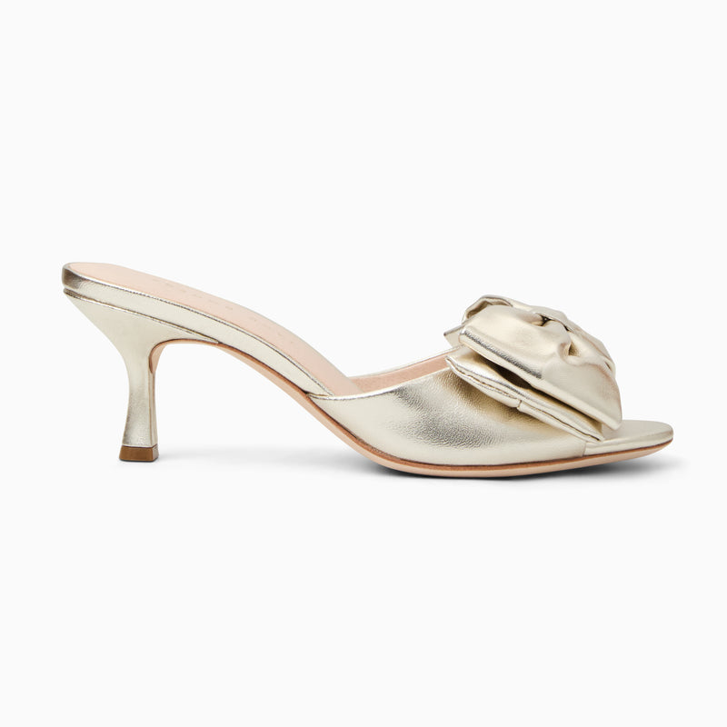 Lola Bow Leather Mid Heel