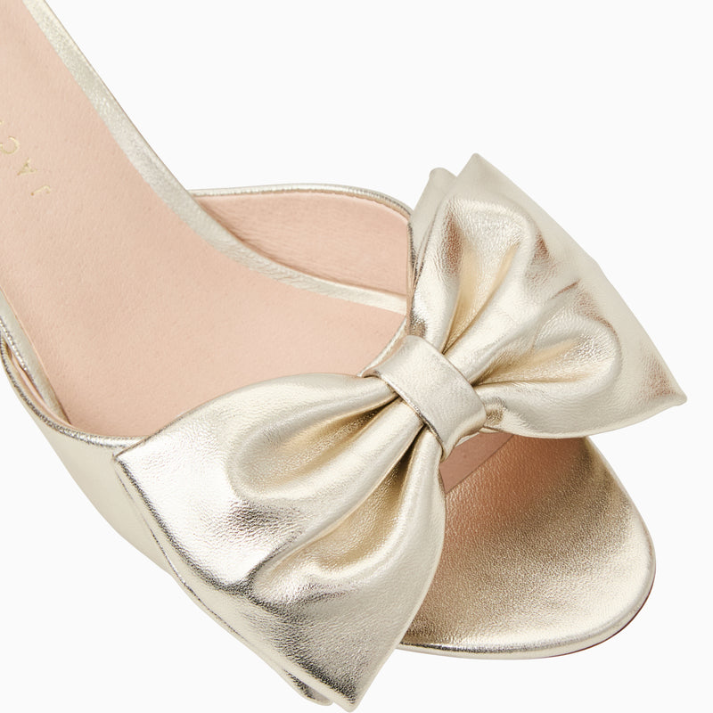 Lola Bow Leather Mid Heel