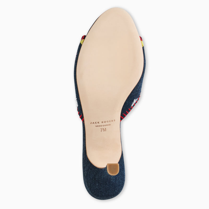 Velma Flower Denim Mid Heel