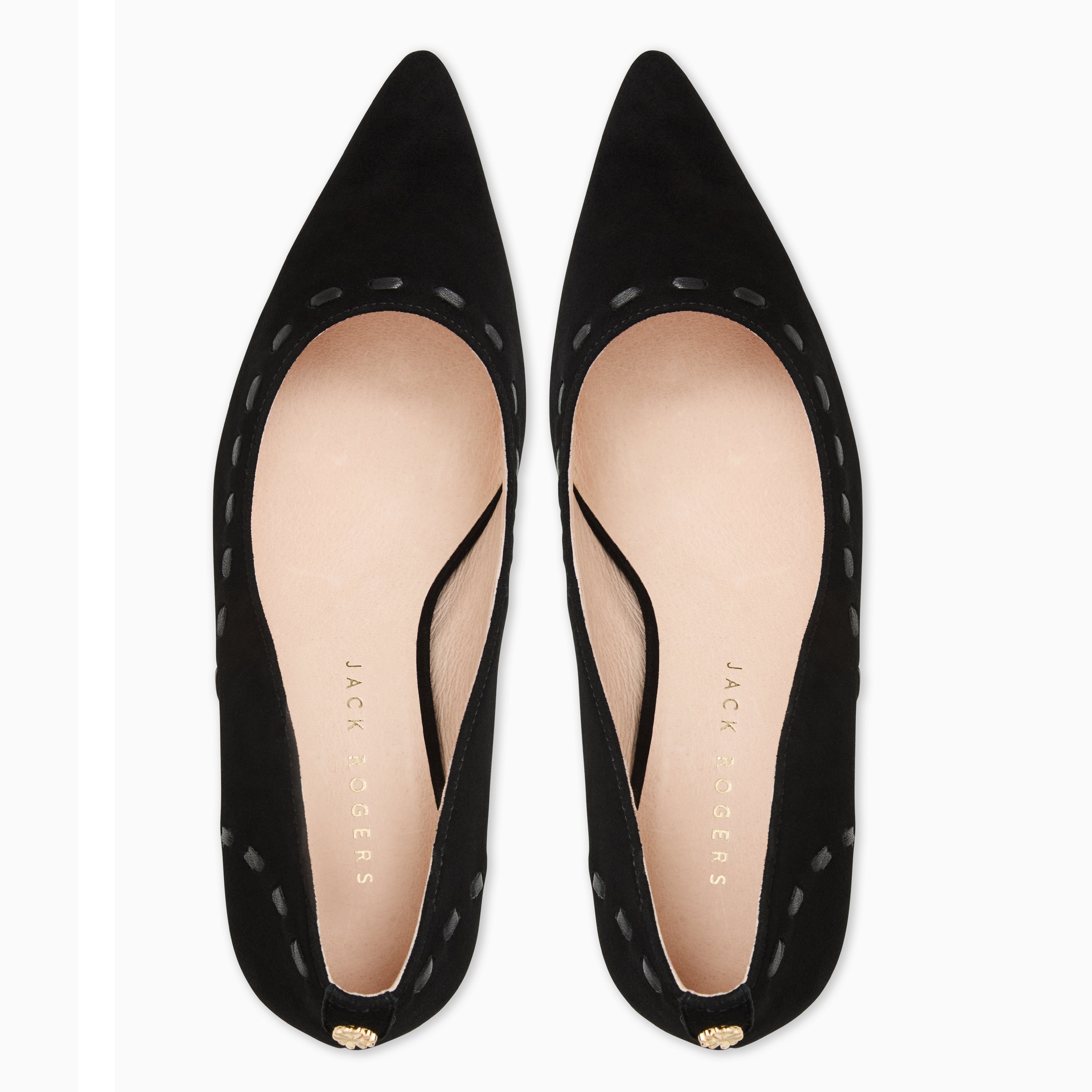 Jack Rogers Bridget Pump in Black Suede – Pointed Toe Heels for