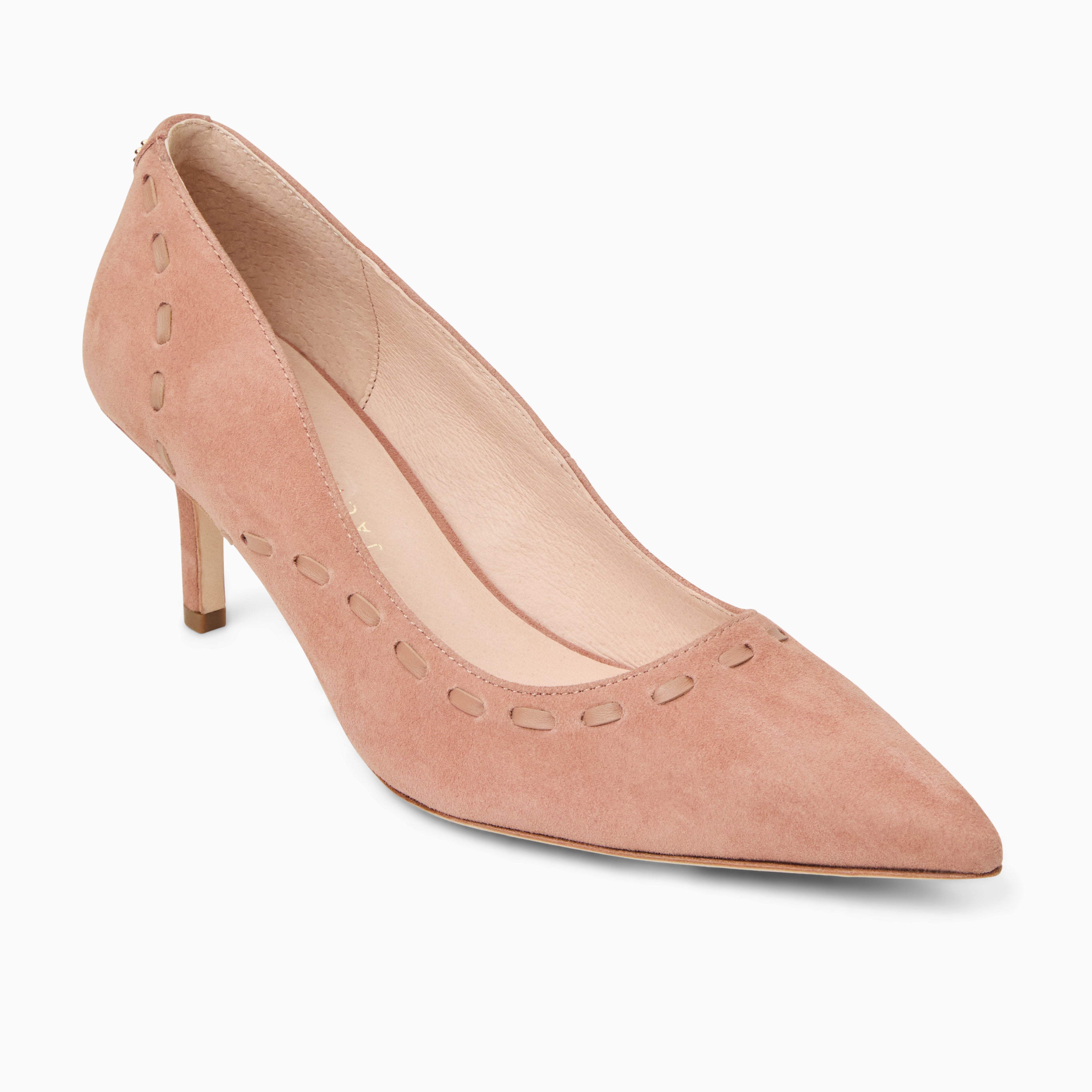 Jack Rogers Bridget Pump in Rose Cloud Suede – Pointed Toe Pink