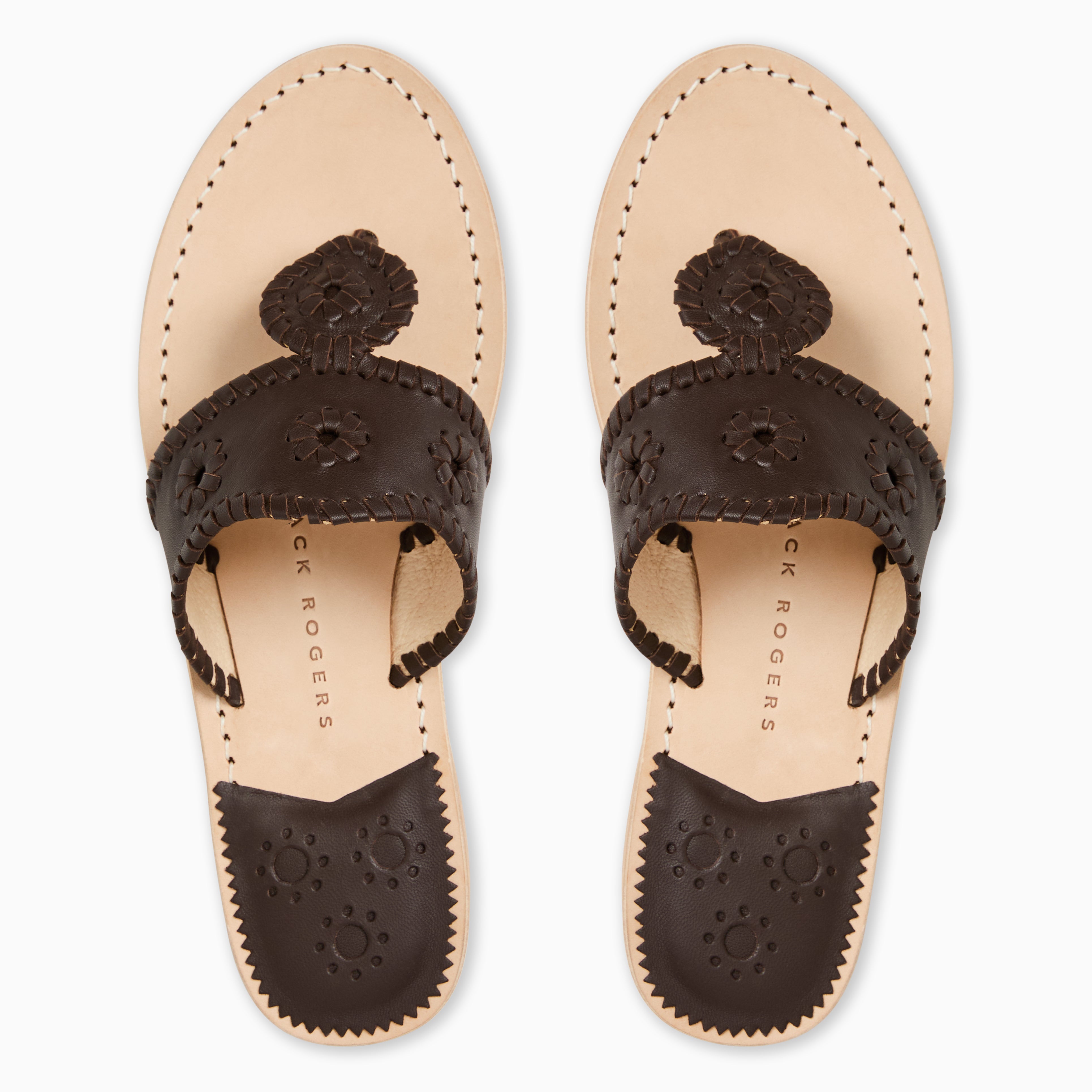 Jack Rogers Jacks Flat Sandal in Hot Fudge – Classic Brown Leather