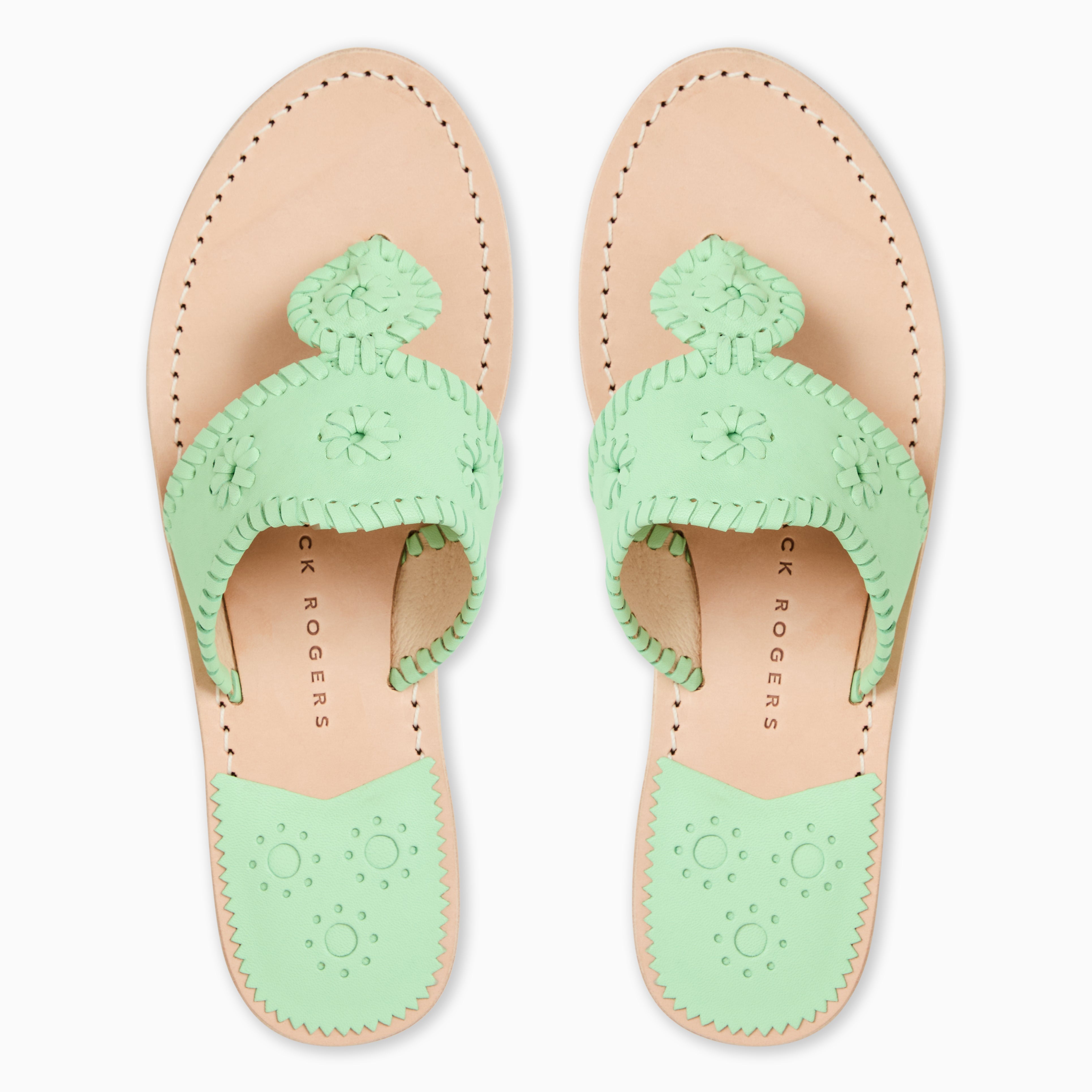Jack Rogers Jacks Flat Sandal in Pistachio – Pastel Green Leather