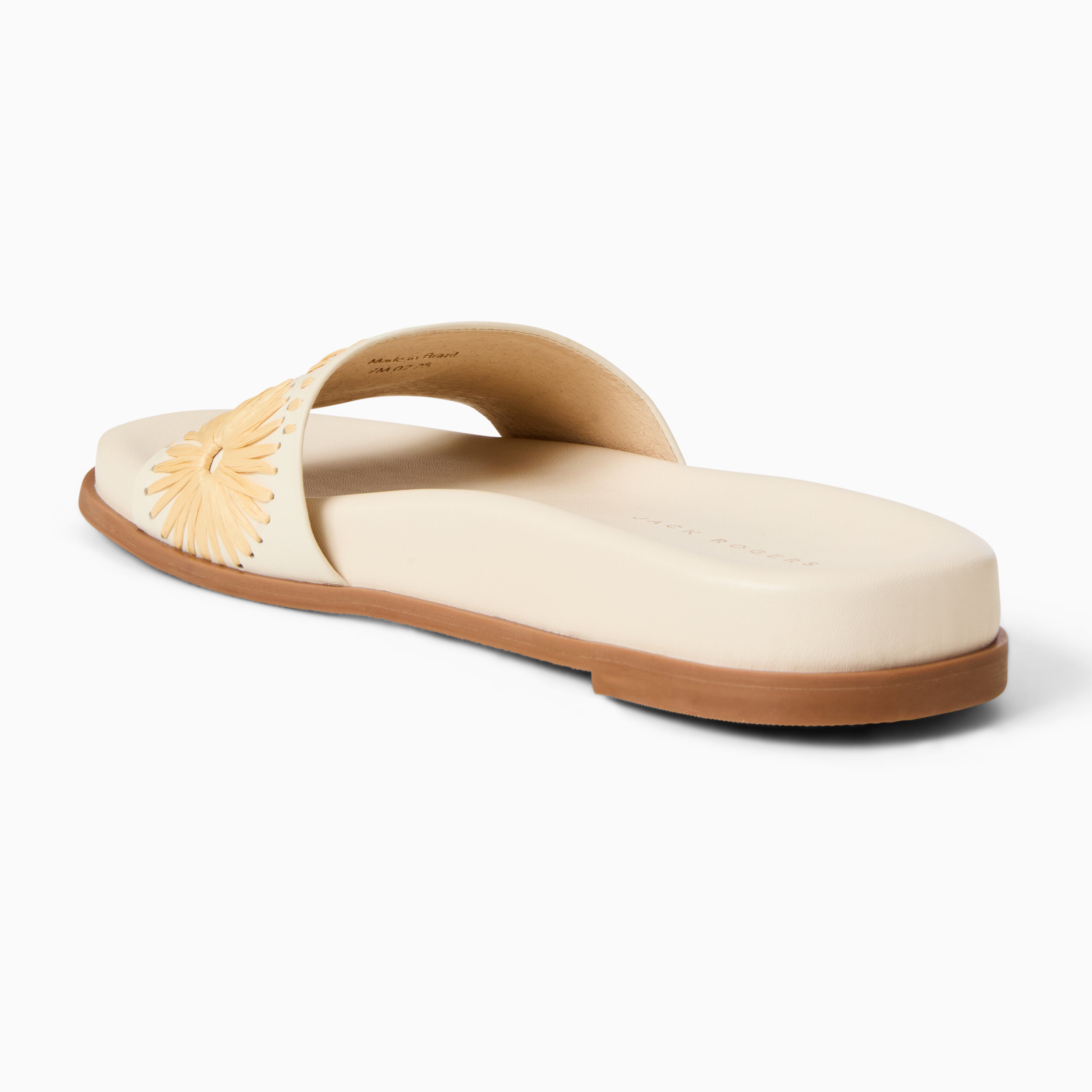 Jack Rogers Somerset Slide in Ivory – White & Natural Leather