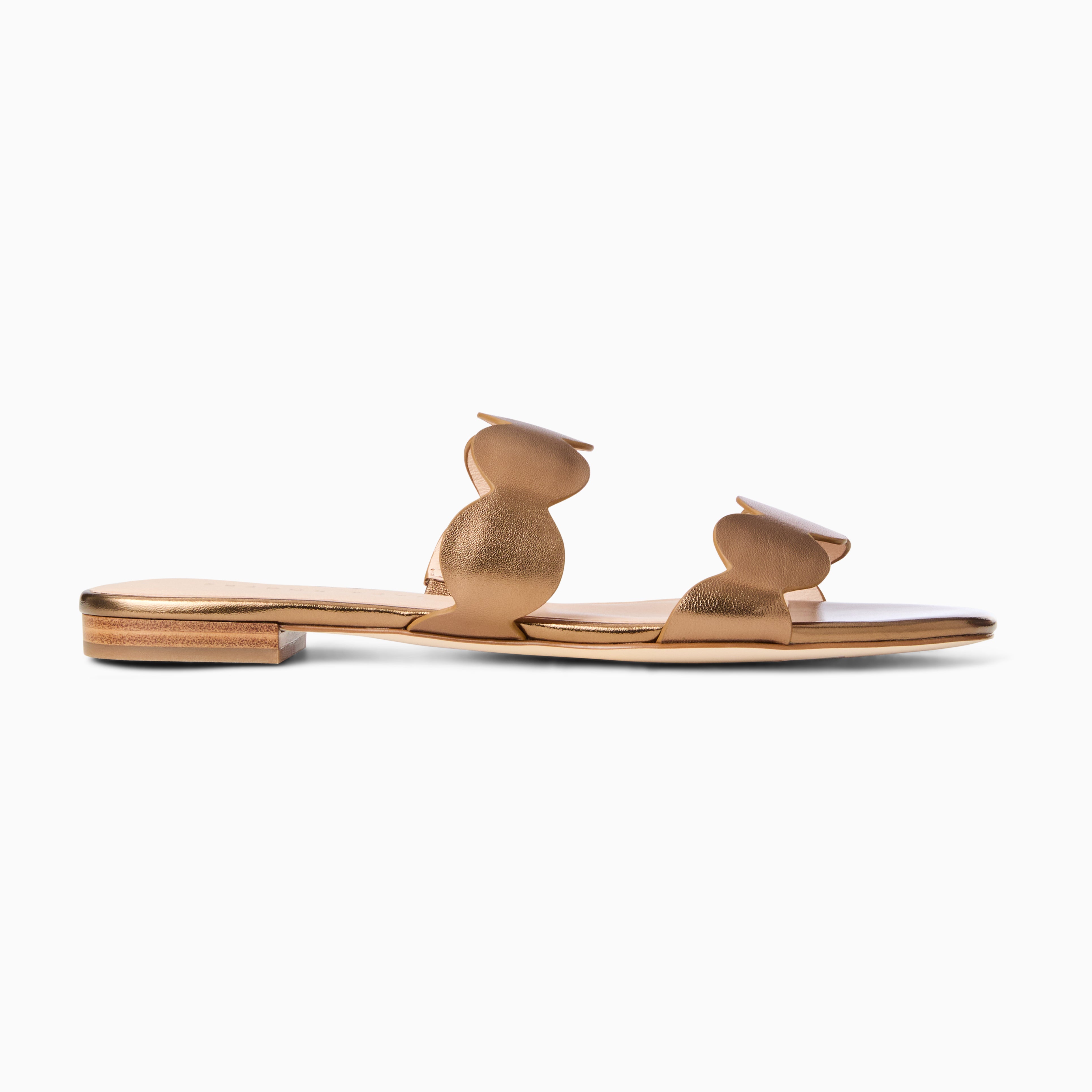 Jack Rogers Greglen Flat Slide in Bronze – Metallic Leather Slide
