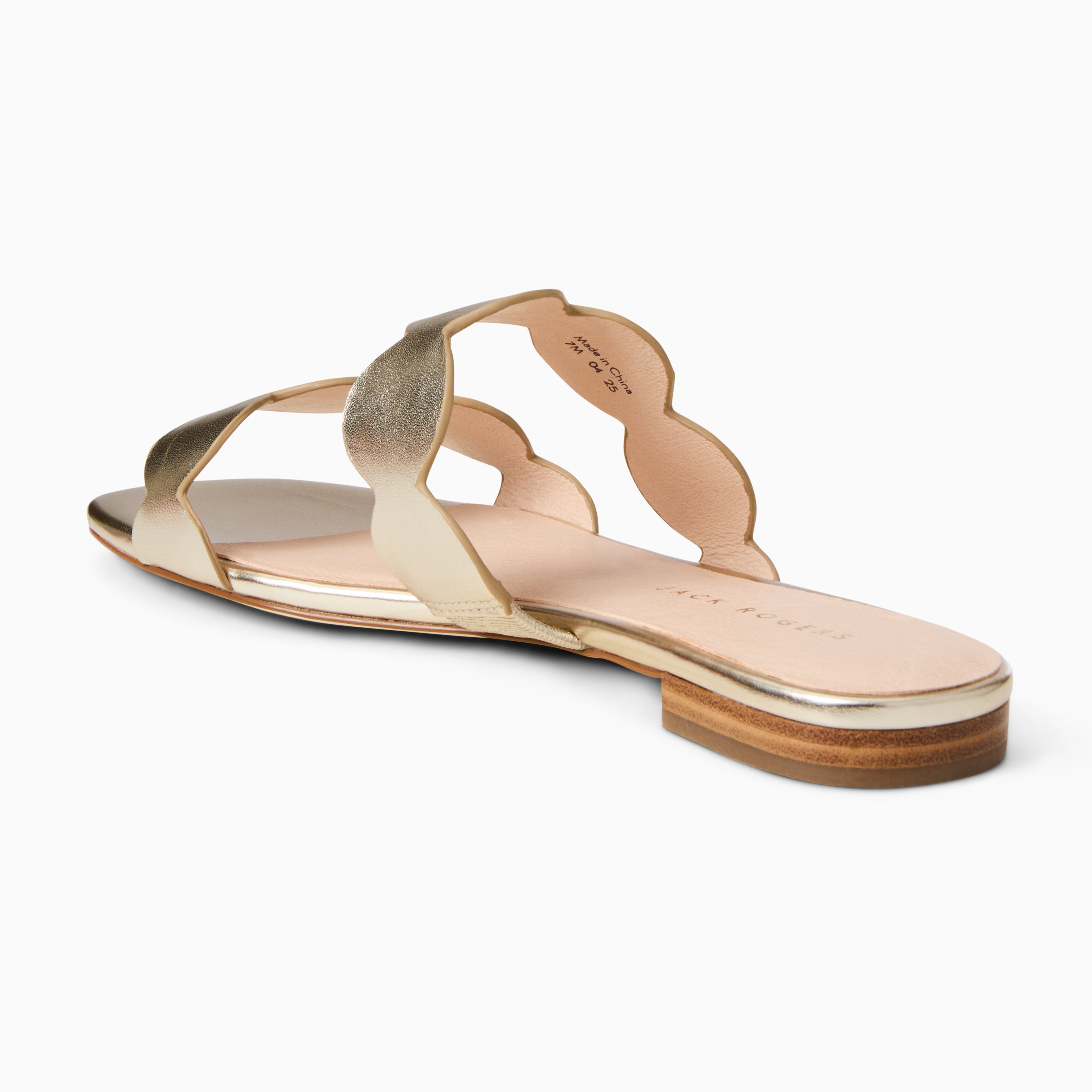 Jack Rogers Greglen Flat Slide in Jacks Platinum – Metallic