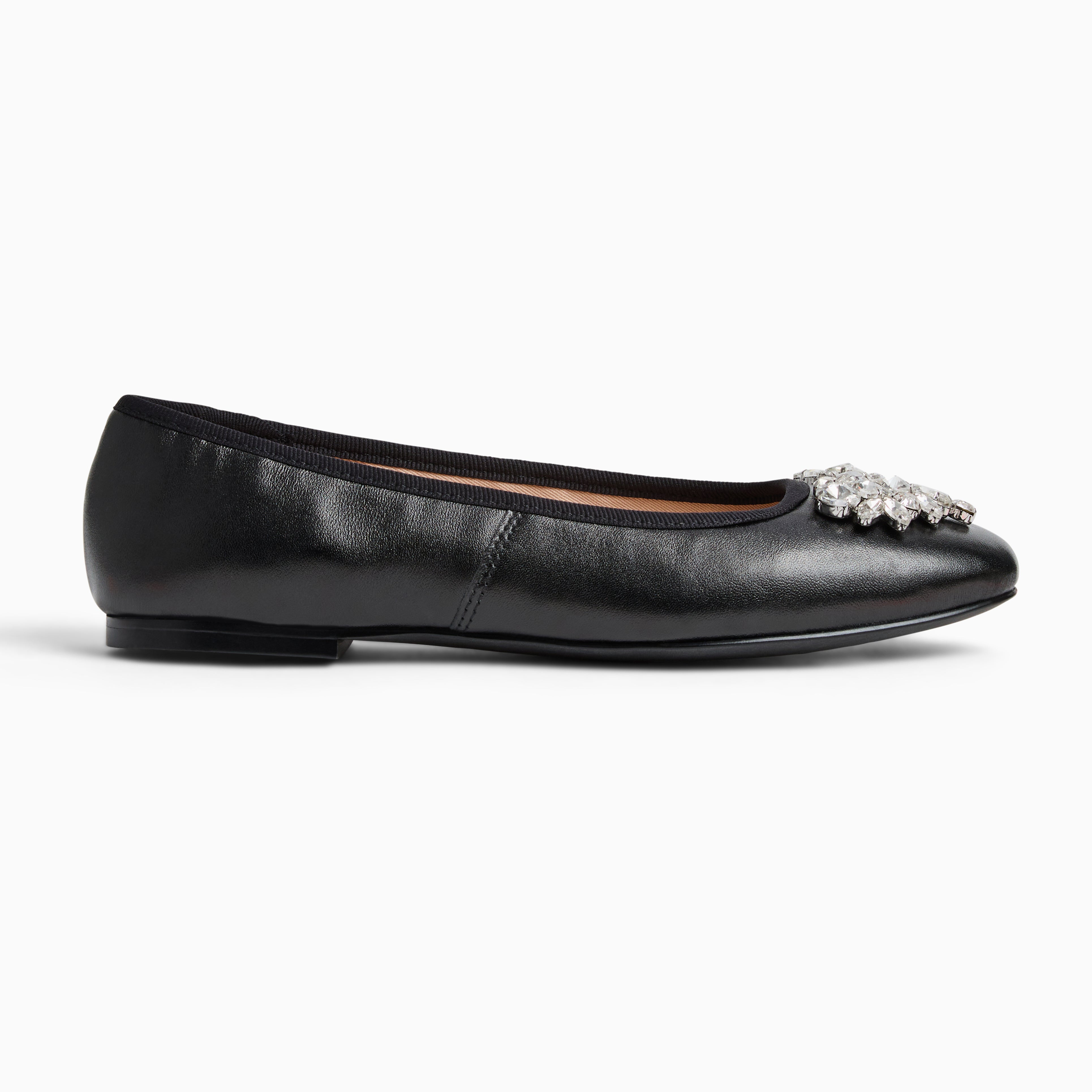 Jack Rogers Ellina Jeweled Ballet Flat – Black Leather – Jack