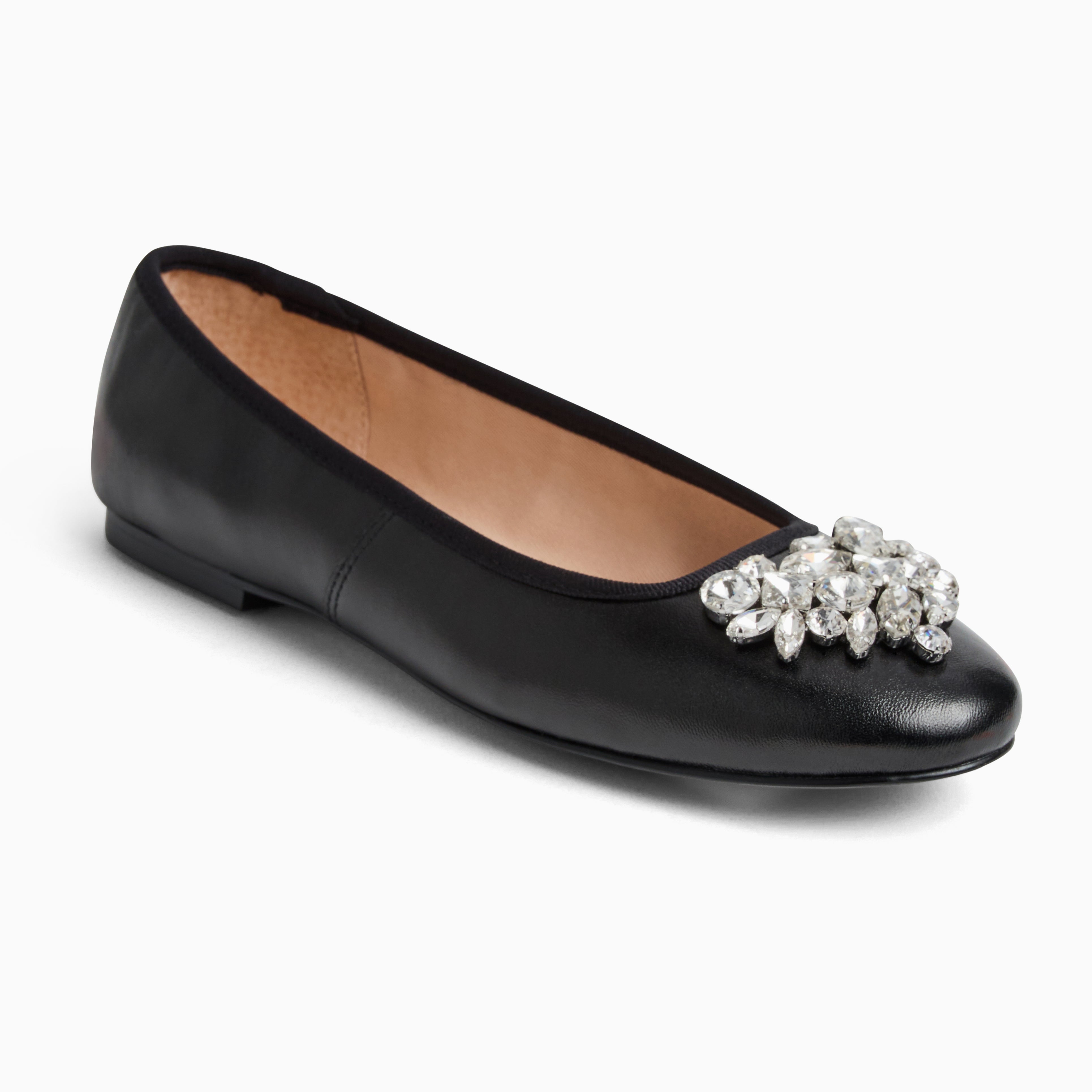 Jack Rogers Ellina Jeweled Ballet Flat – Black Leather – Jack