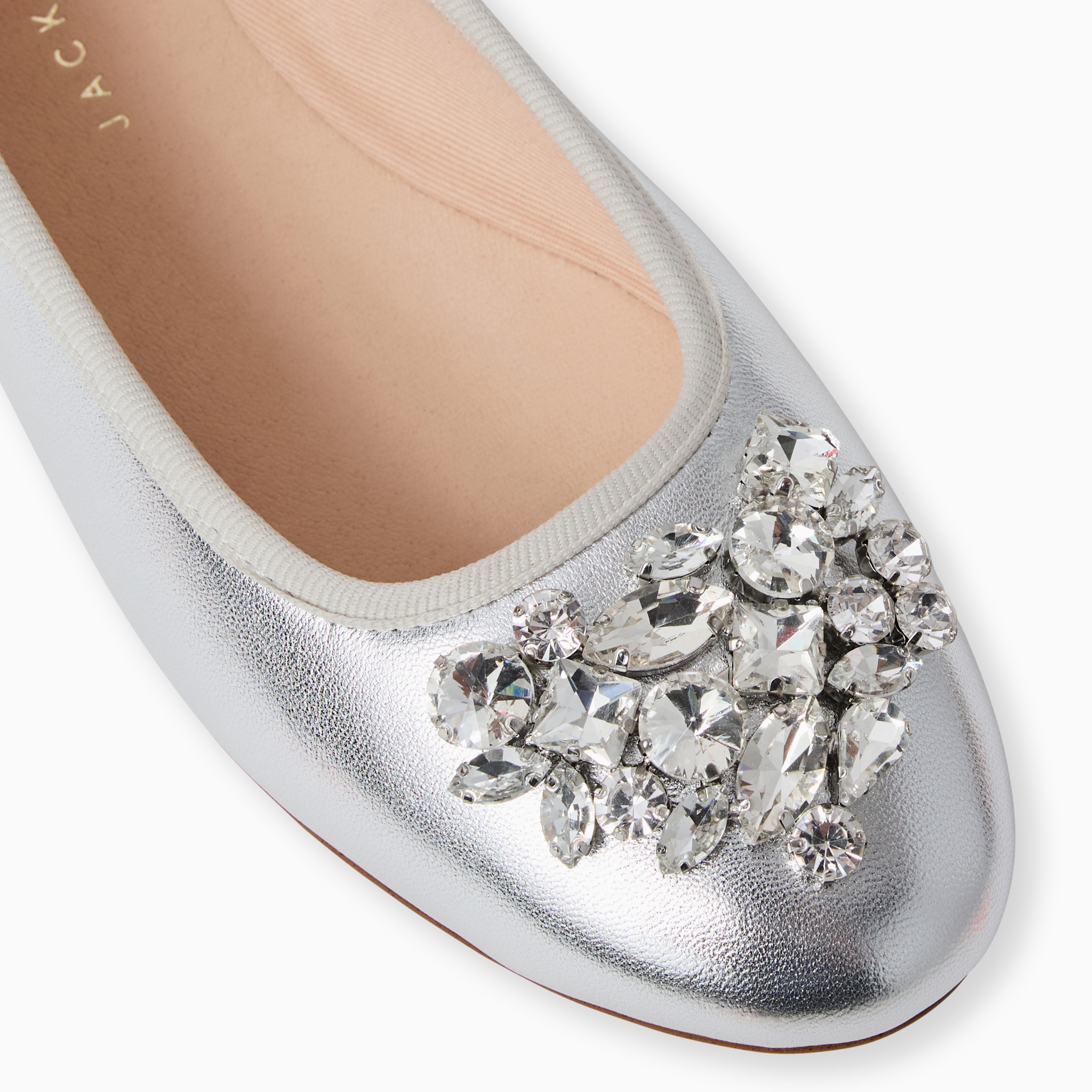 Jack Rogers Ellina Jeweled Ballet Flat – Silver Leather – Jack