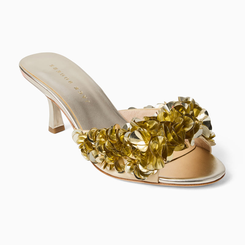Crown Sequin Kitten Heel Sandal