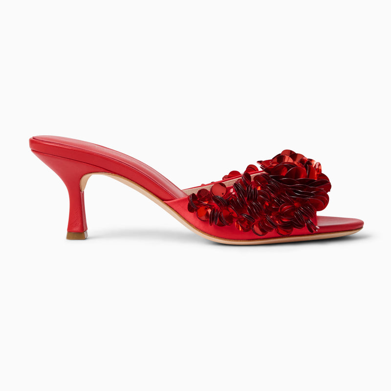 Crown Sequin Kitten Heel Sandal