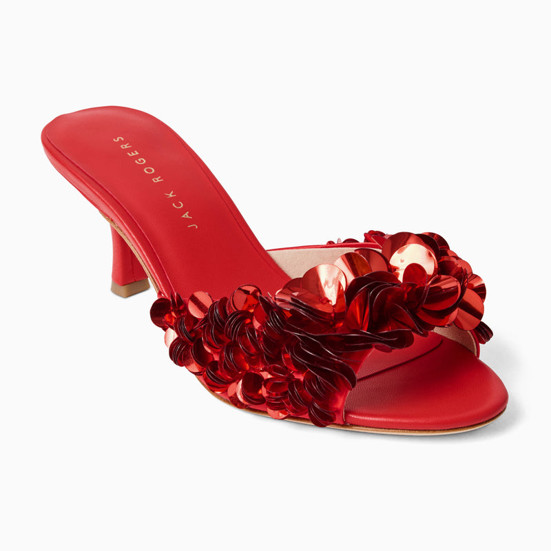 Crown Sequin Kitten Heel Sandal