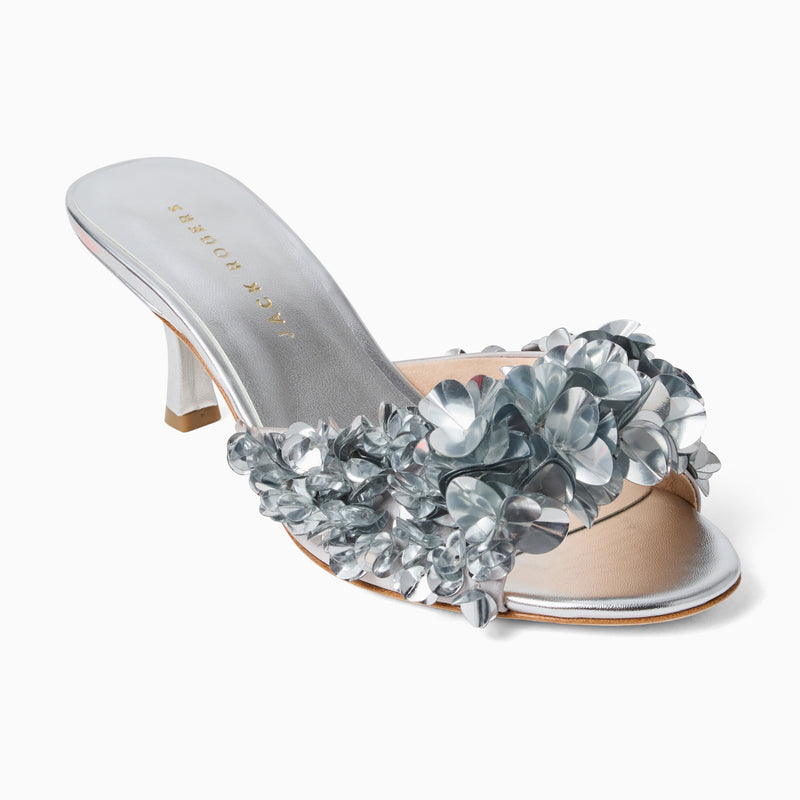 Crown Sequin Kitten Heel Sandal